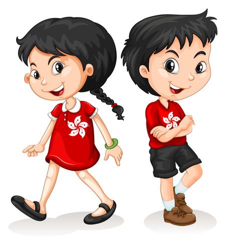 Little boy and girl from Hong Kong vector