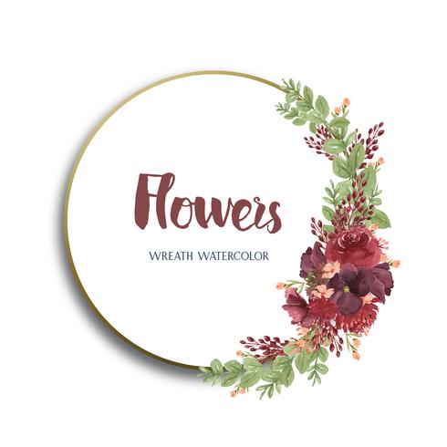 Florales de la acuarela con la frontera del marco de texto, pintado a mano de la acuarela de las flores enormes aislado en el fondo blanco. Diseño de flores decoración para tarjeta, guardar la fecha, tarjetas de invitación de boda, cartel, banner. vector