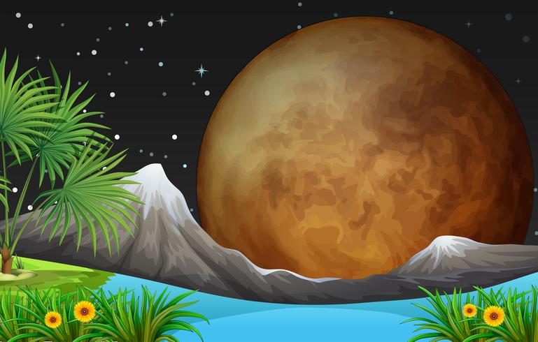 Nature scene with fullmoon at night vector