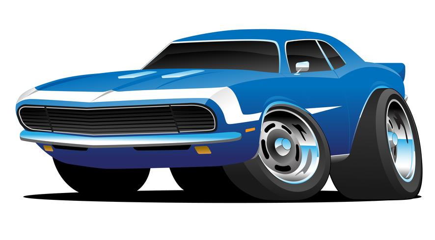 Ilustración clásica del vector de la historieta del coche de carreras americano del coche del músculo de los años 60