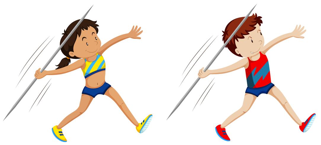 Man and woman athletes for javelin vector