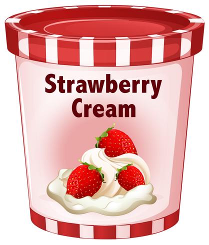 Strawberry cream in red cup vector