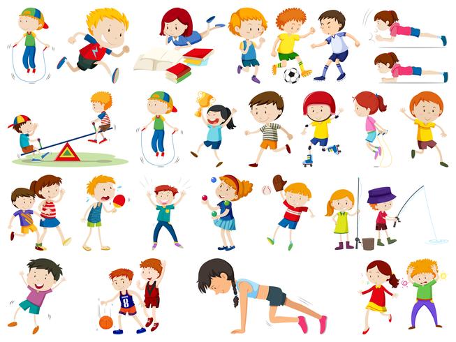 Set of exercise kids vector