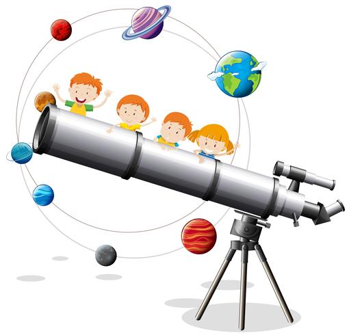 Telescopio infantil y gigante vector