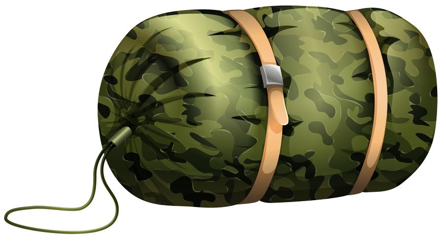 Camouflage sleeping bag on white vector