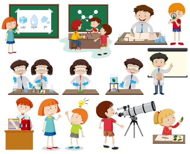 Set of children learning vector