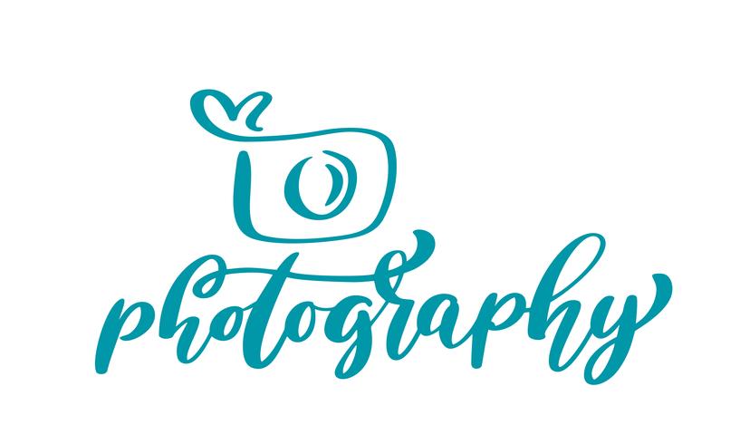 camera photography logo icon vector template calligraphic inscription photography text Isolated on white background