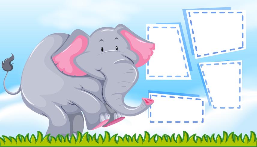 Elefante en nota en blanco vector