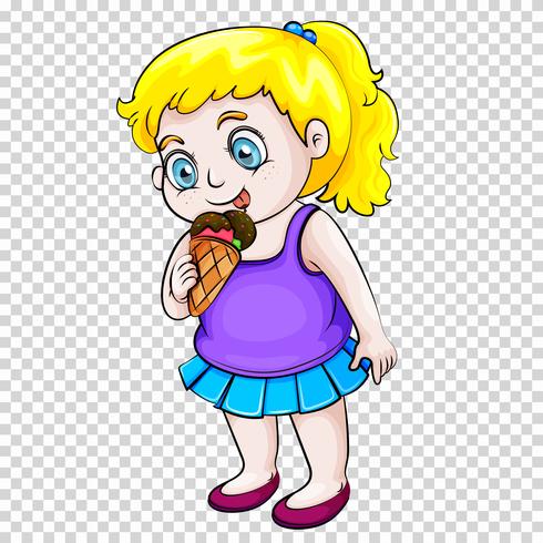 Cute girl eating icecream on transparent background vector