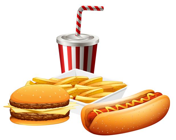 Fast food set on white background vector
