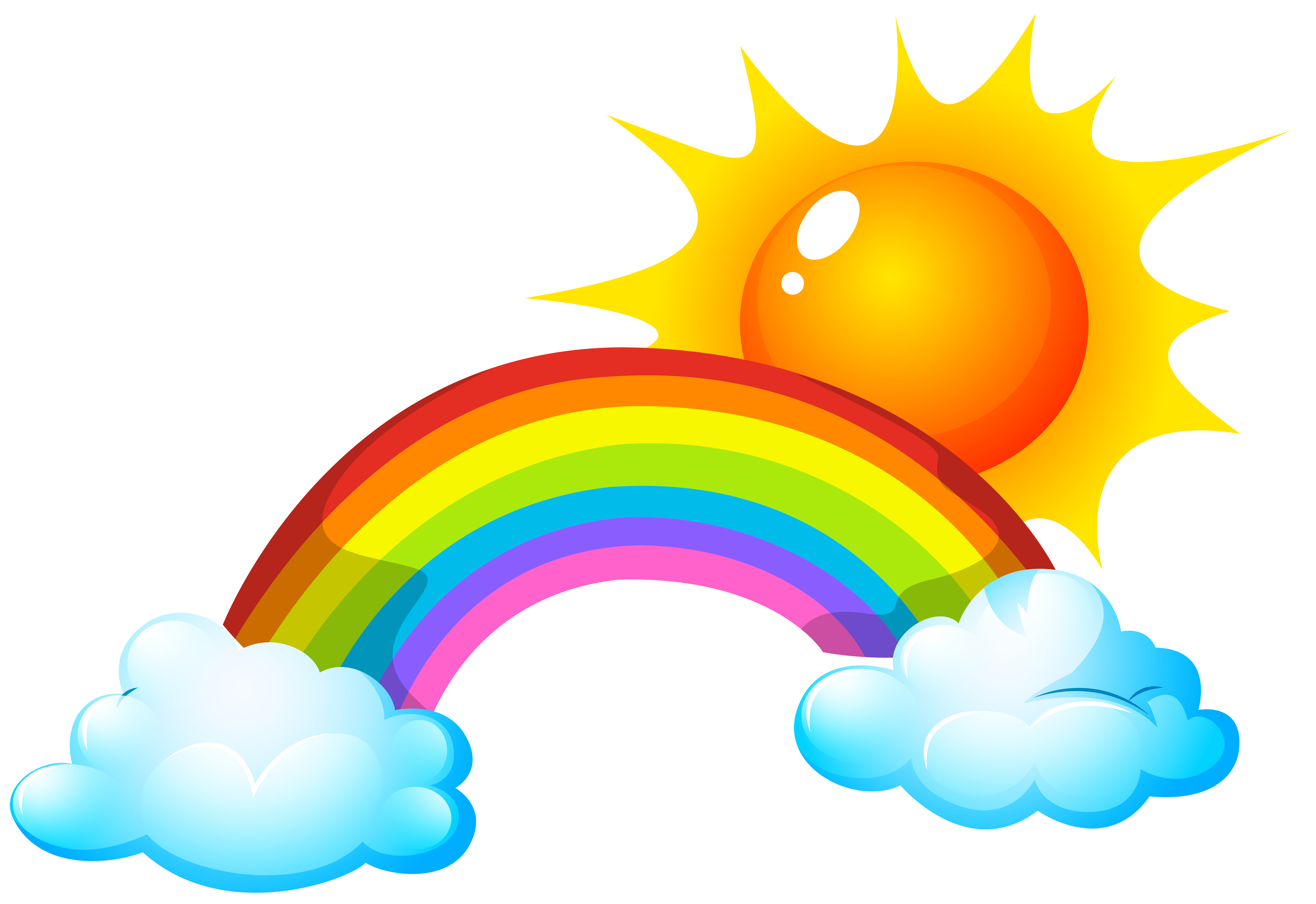 Cartoon Sun And Rainbow