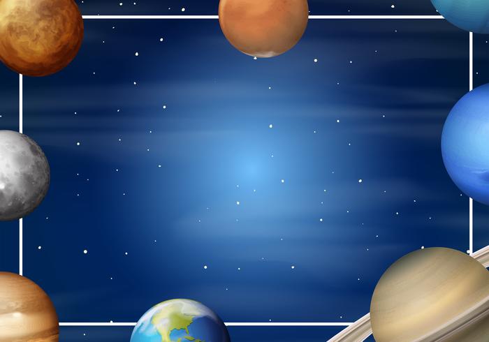 Solar system cartoon frame vector