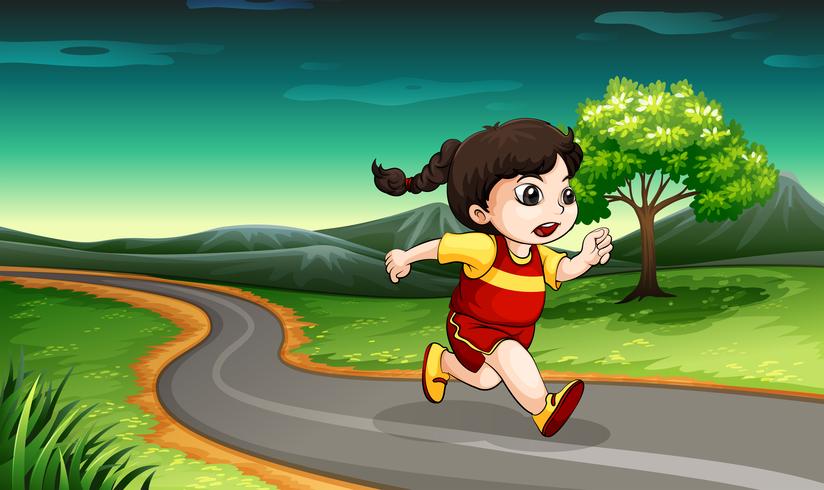 A young girl running vector
