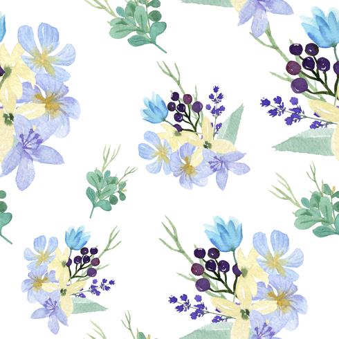 Modele la materia textil enorme floral inconsútil del vintage del estilo de la acuarela, acuarela de las flores aislada en el fondo blanco. Diseño de flores decoración para tarjeta, guardar la fecha, tarjetas de invitación de boda, cartel, banner. vector