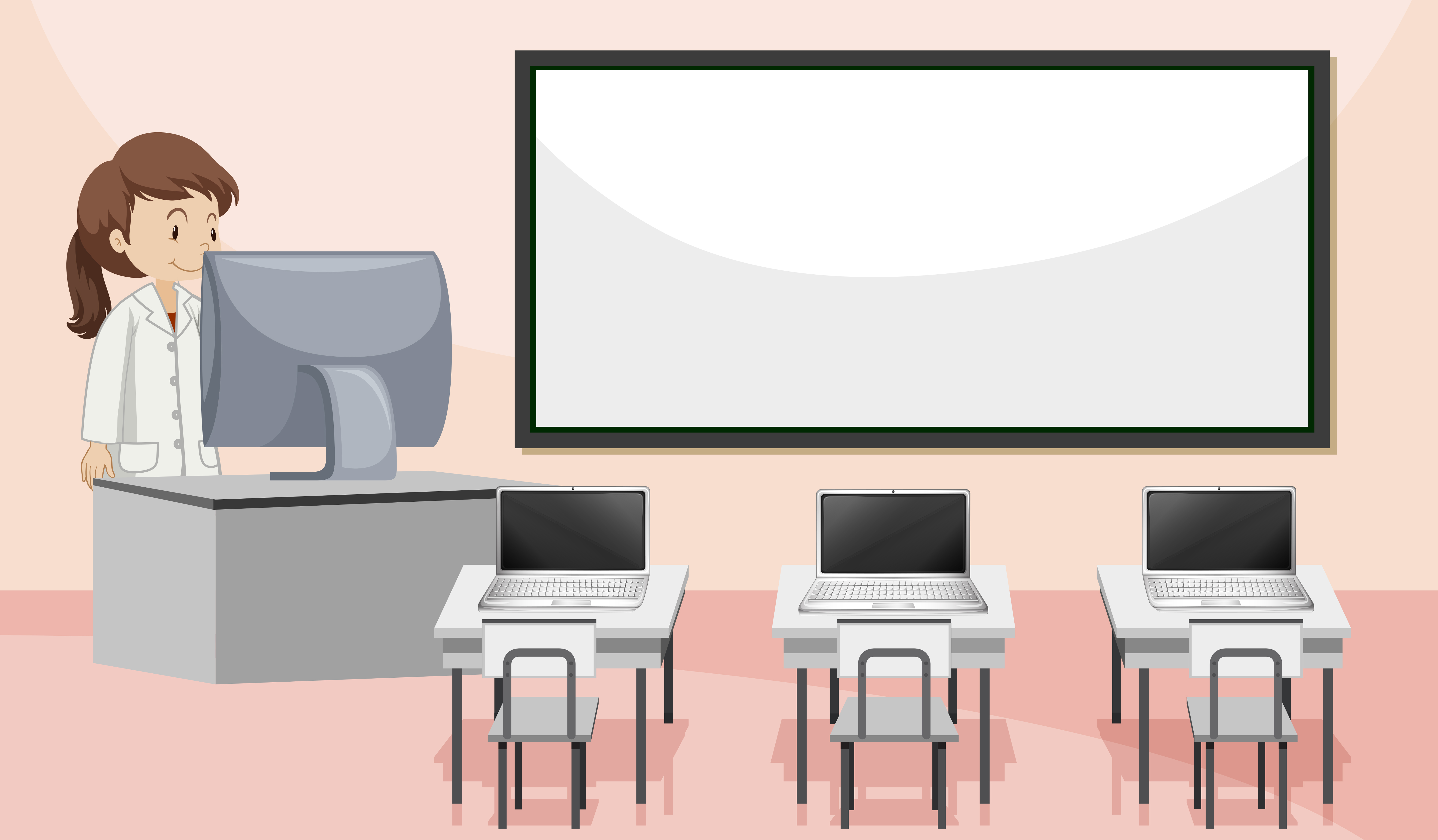 Interior of computer lab clasroom 372569 Vector Art at Vecteezy
