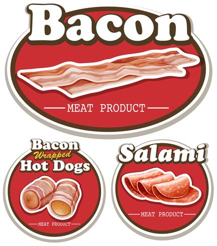 Meat product with bacon and salami vector