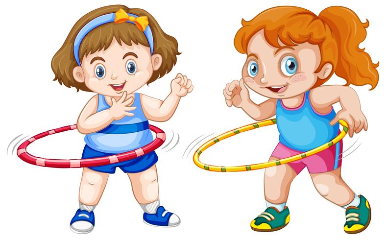 Niña Linda Jugando Con Hula Hoop Ilustraciones svg, vectoriales, clip art  vectorizado libre de derechos. Image 169468461