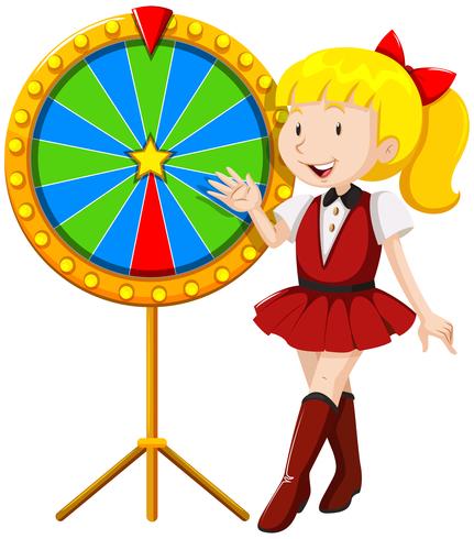 Little girl by the lucky wheel vector