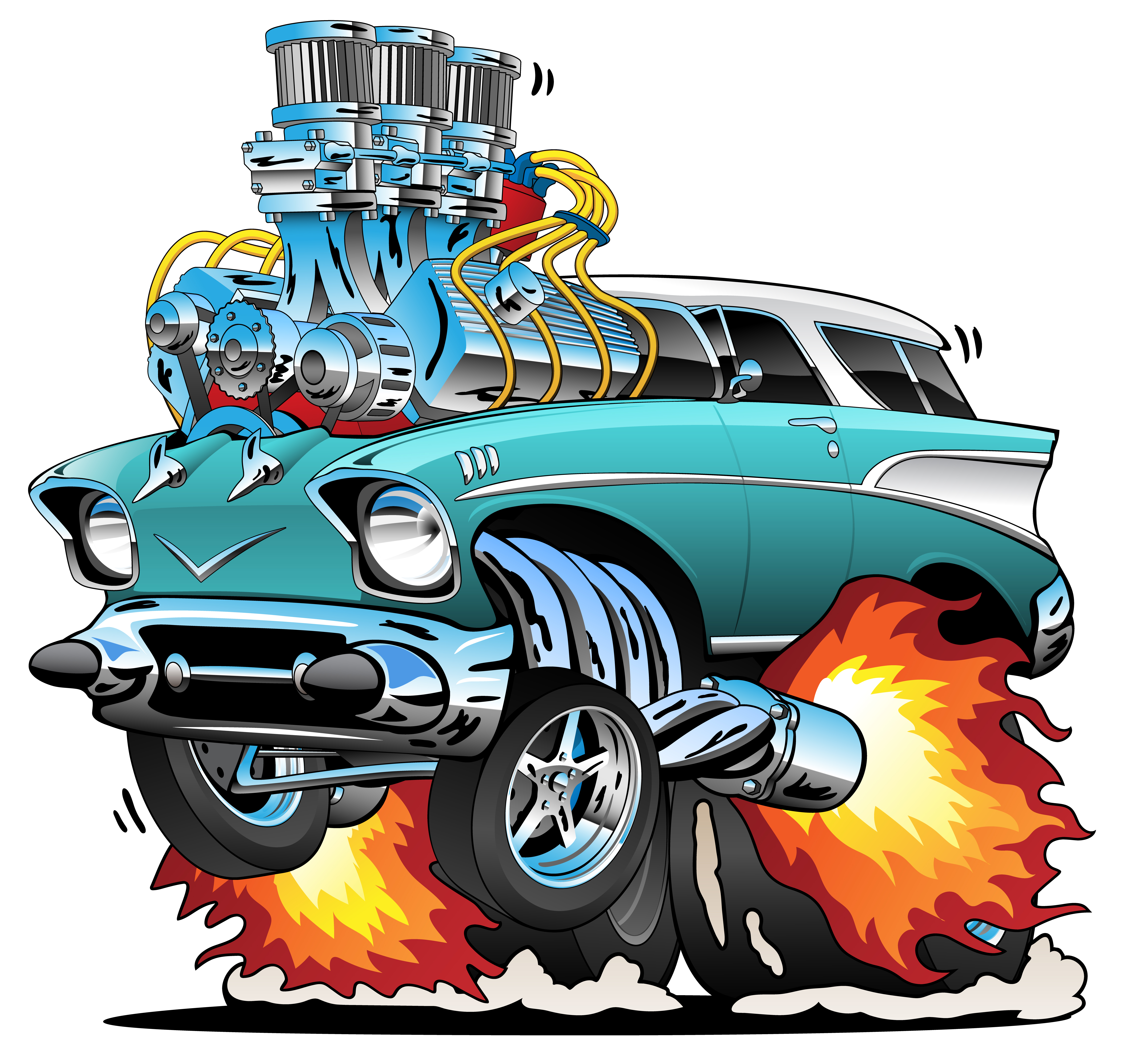 Download Classic Fifties Hot Rod Muscle Car Cartoon Vector Illustration - Download Free Vectors, Clipart ...