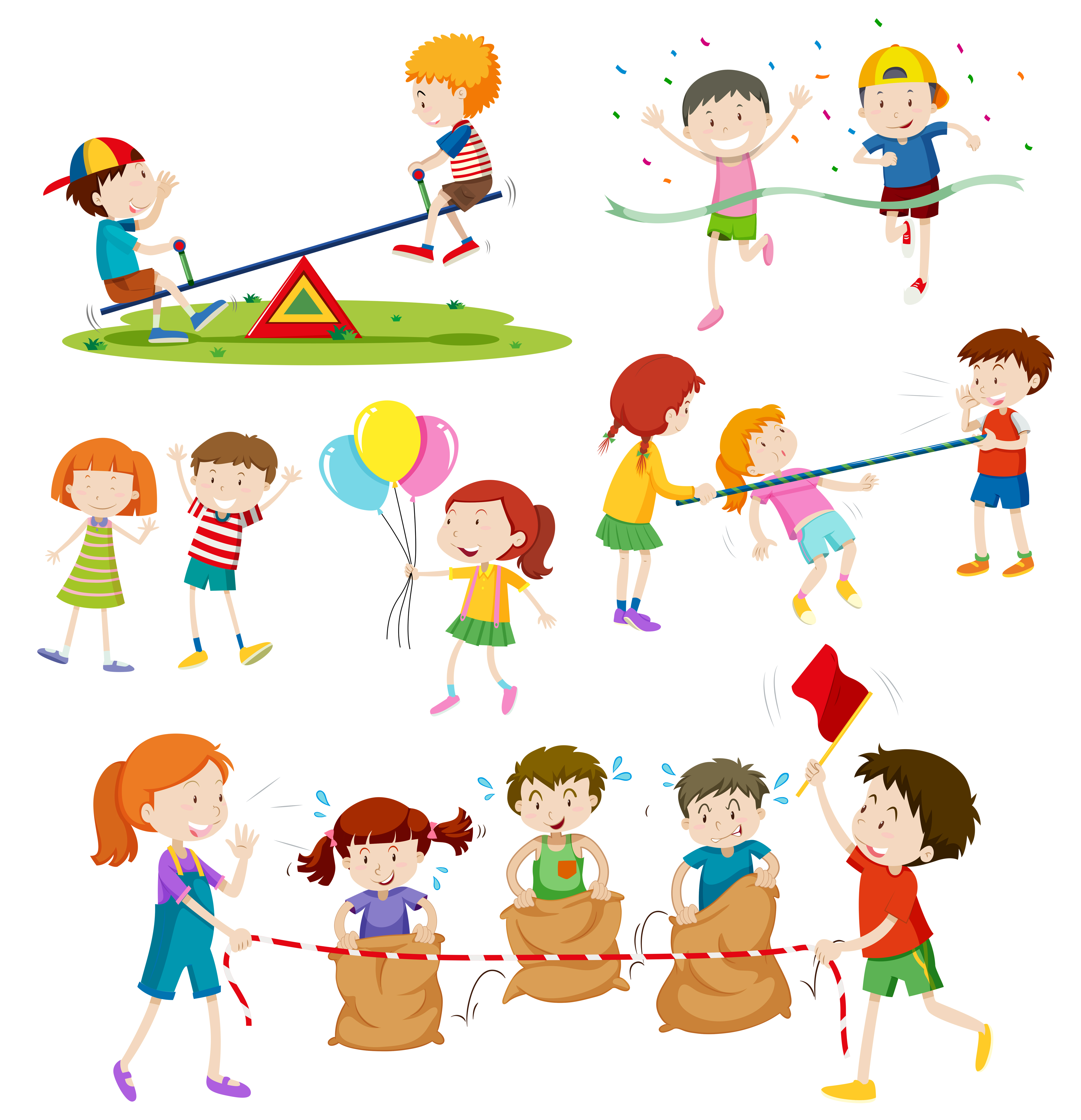 Children Playing Different Games 372692 Vector Art At Vecteezy