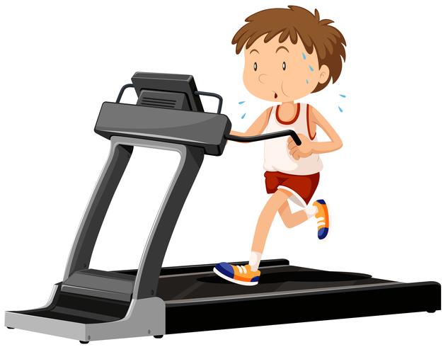 Man running on treadmill vector