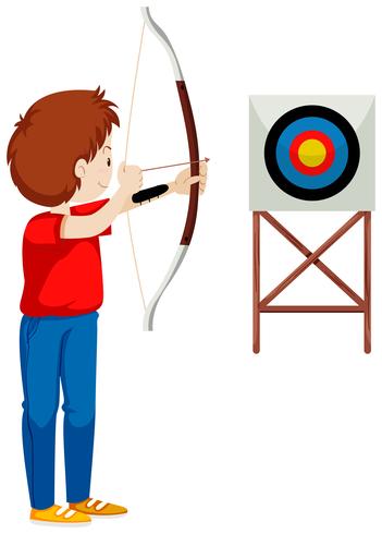 Man shooting arrow at the target vector