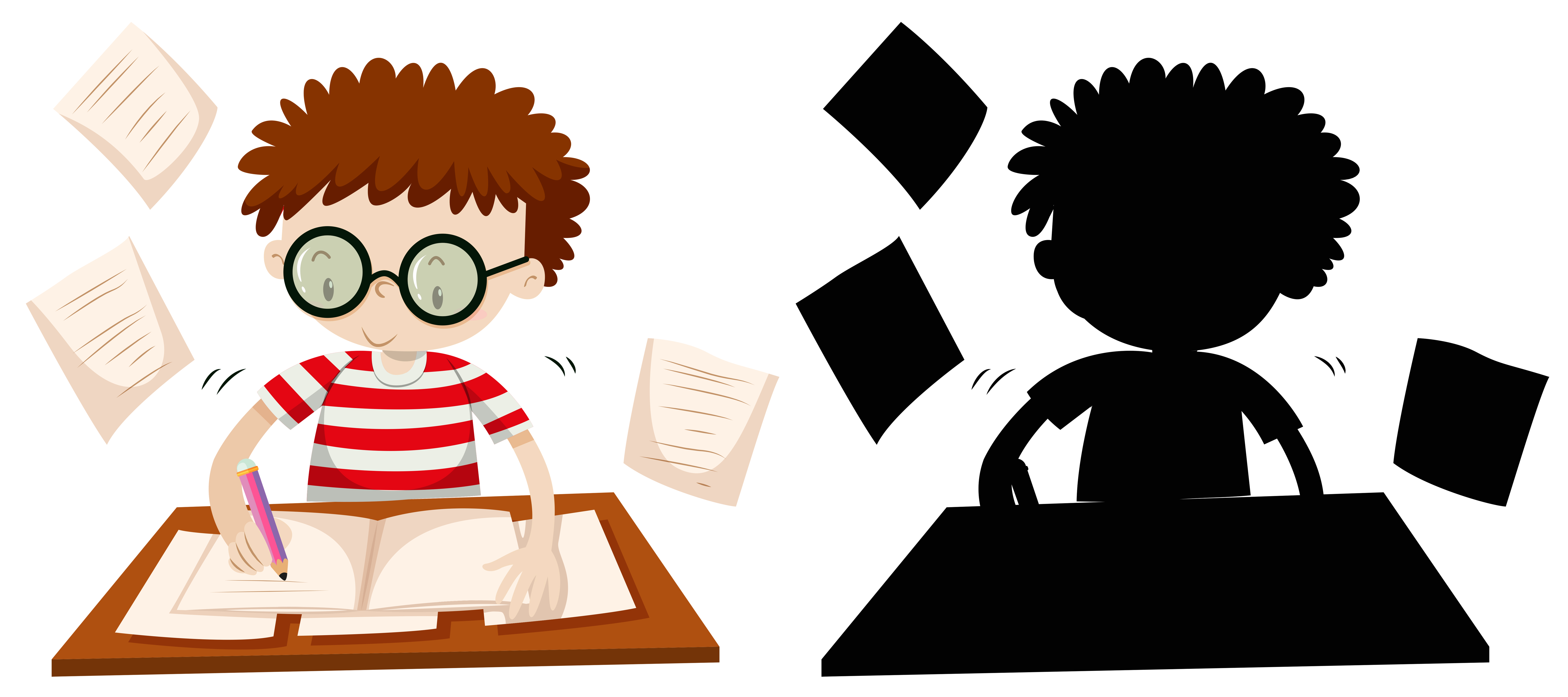 Boy working on table 372724 Vector Art at Vecteezy