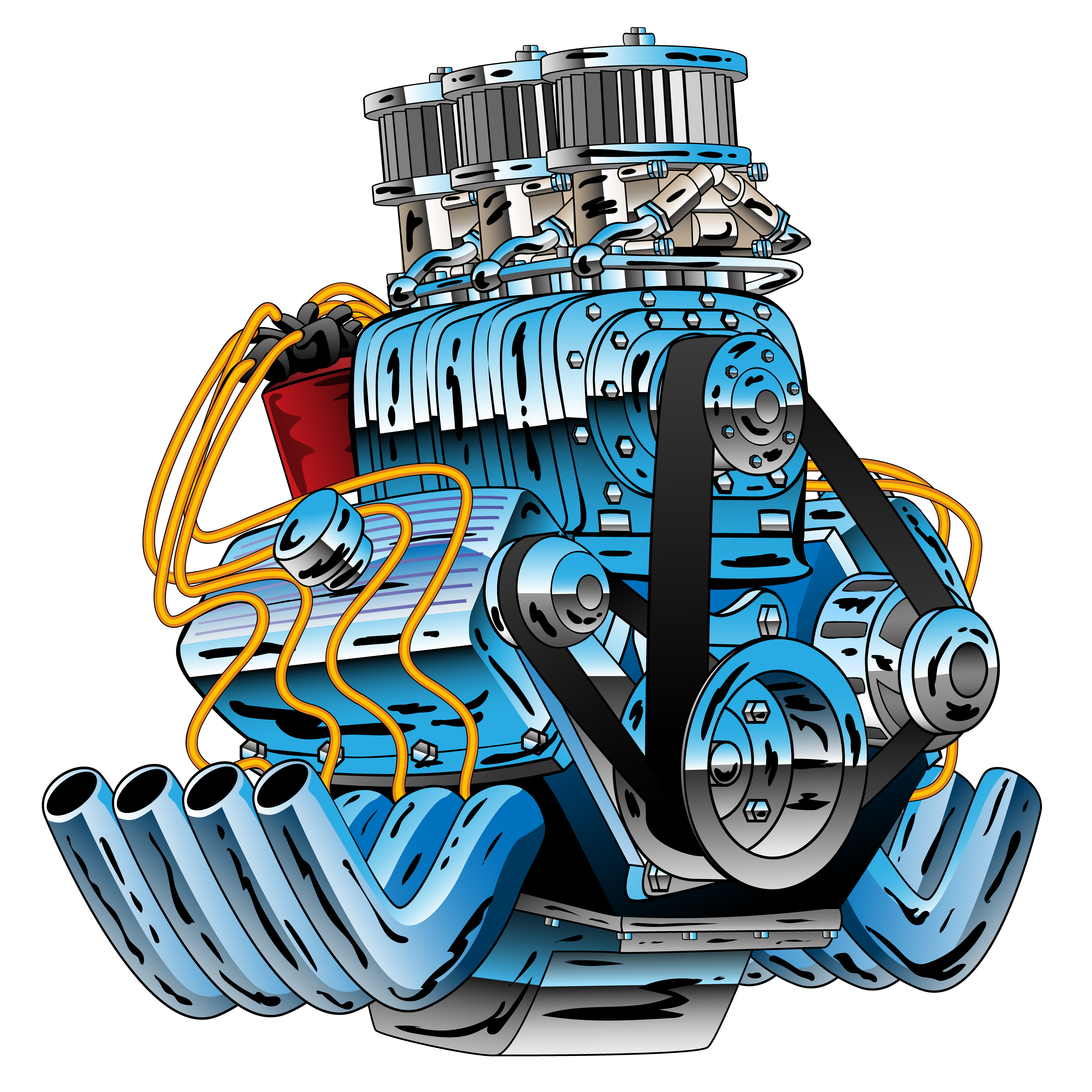 V8 drag racing muscle car hot rod motor cartoon 372734 Vector Art at  Vecteezy