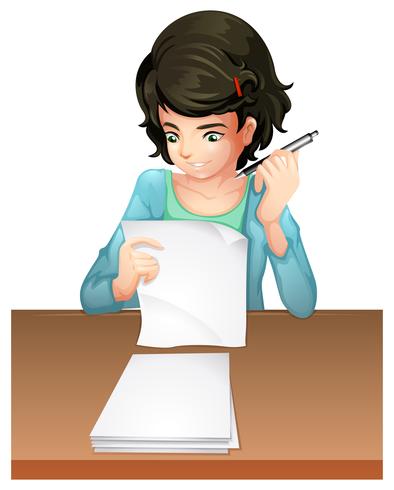 A woman answering the testpapers