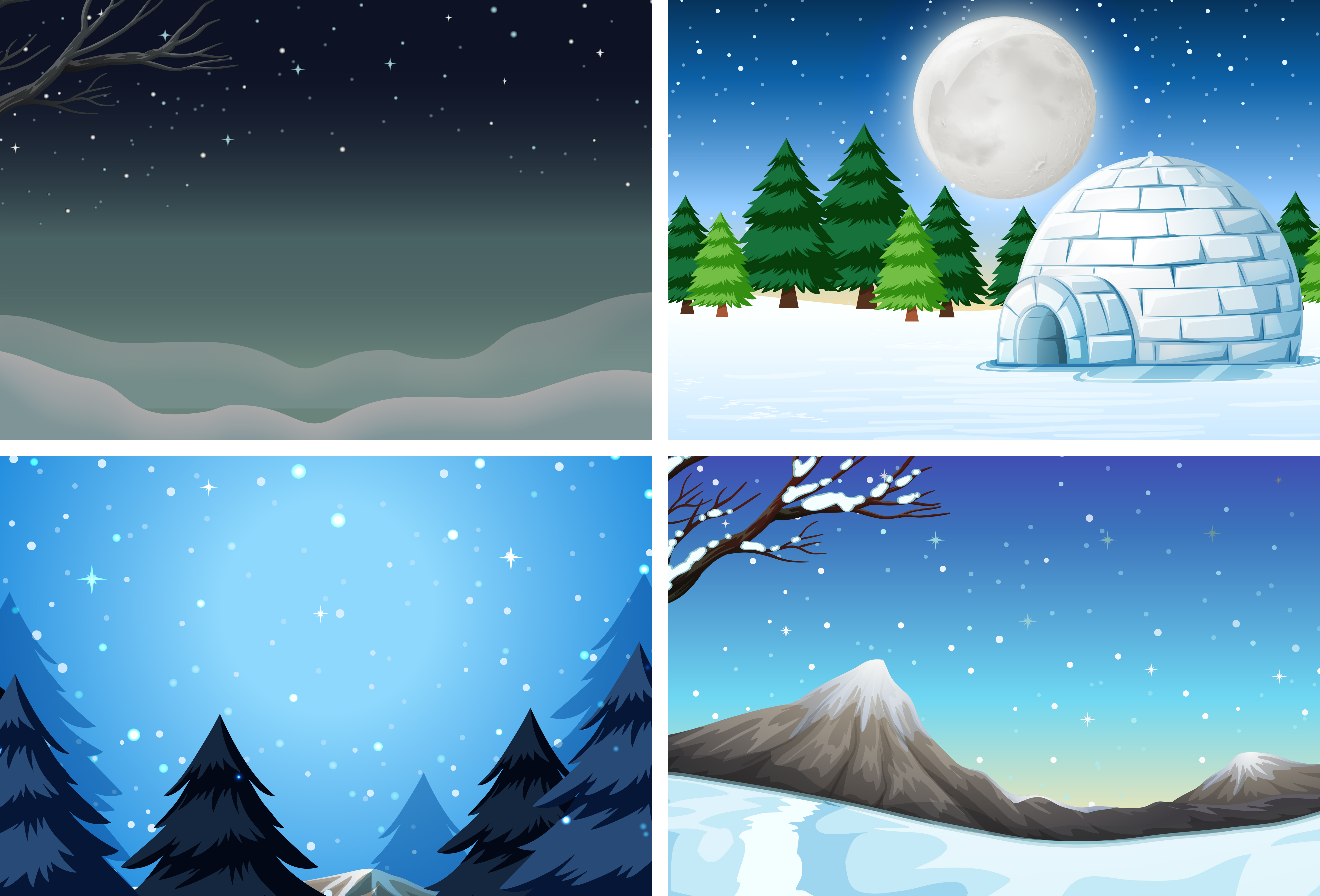 Download Set of winter scene 372747 - Download Free Vectors ...