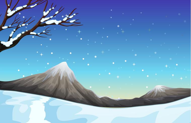 Escena de la naturaleza durante el tiempo de nieve vector