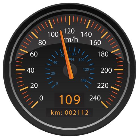 KMH Kilometers per Hour Speedometer Odometer Automotive Dashboard Gauge Vector