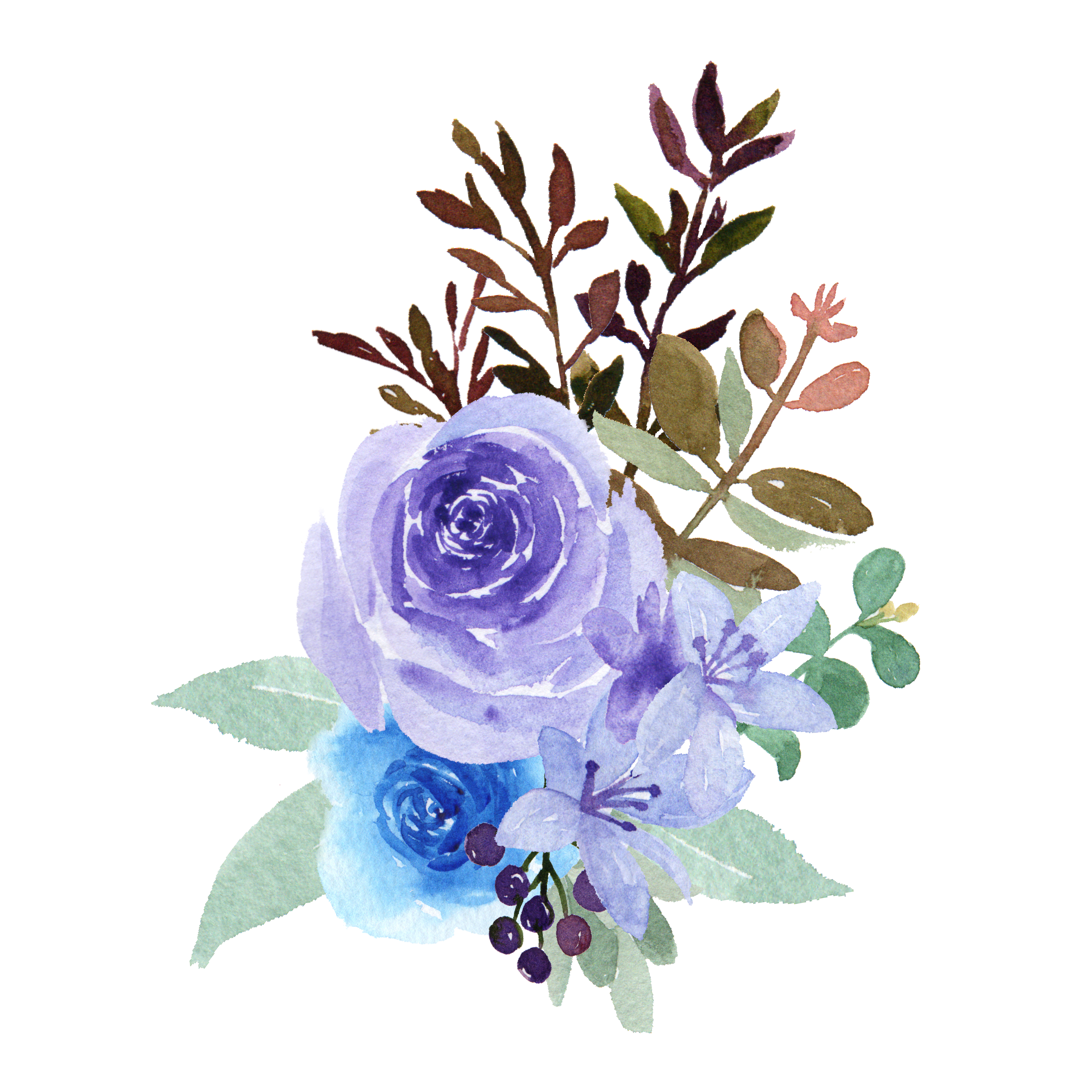 Watercolor bouquets florals hand painted lush Vector Image