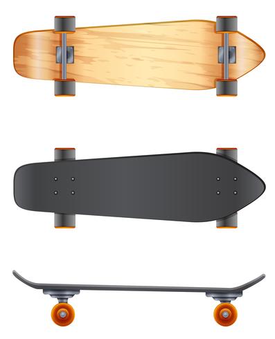 Wooden skateboards vector
