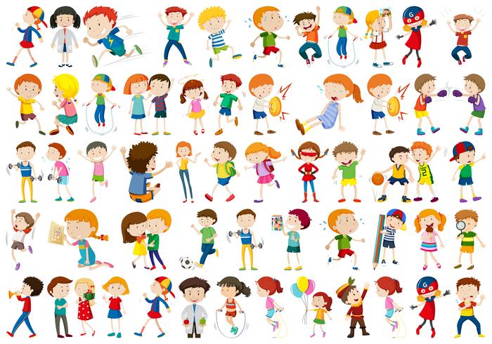 Kids playing sport set vector