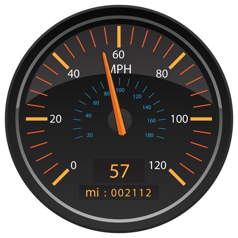 MPH Miles per Hour Speedometer Odometer Automotive Dashboard Gauge Vector