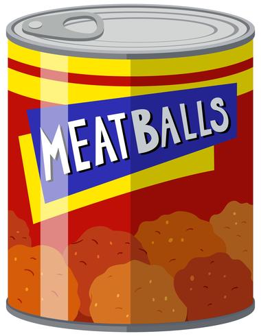 Meat balls in food can vector