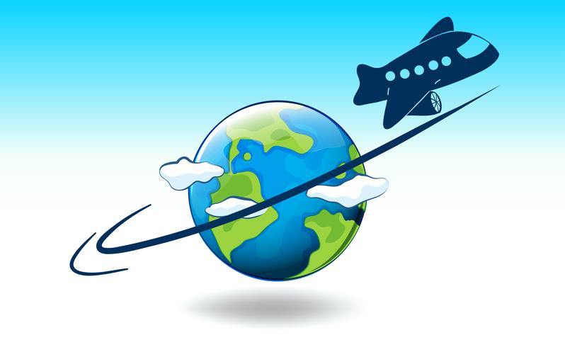 A globe and a plane vector