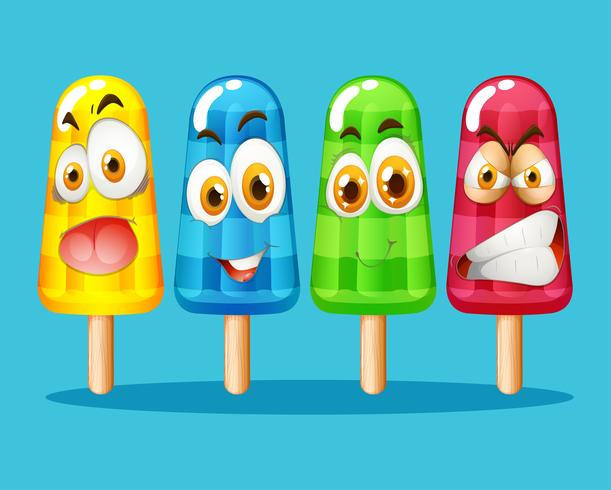 Popsicle con expresión facial vector