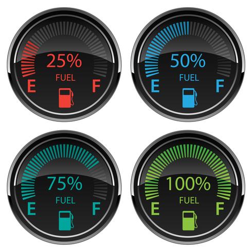 Modern Electronic Digital Car Gas Fuel Gauges Vector Illustration