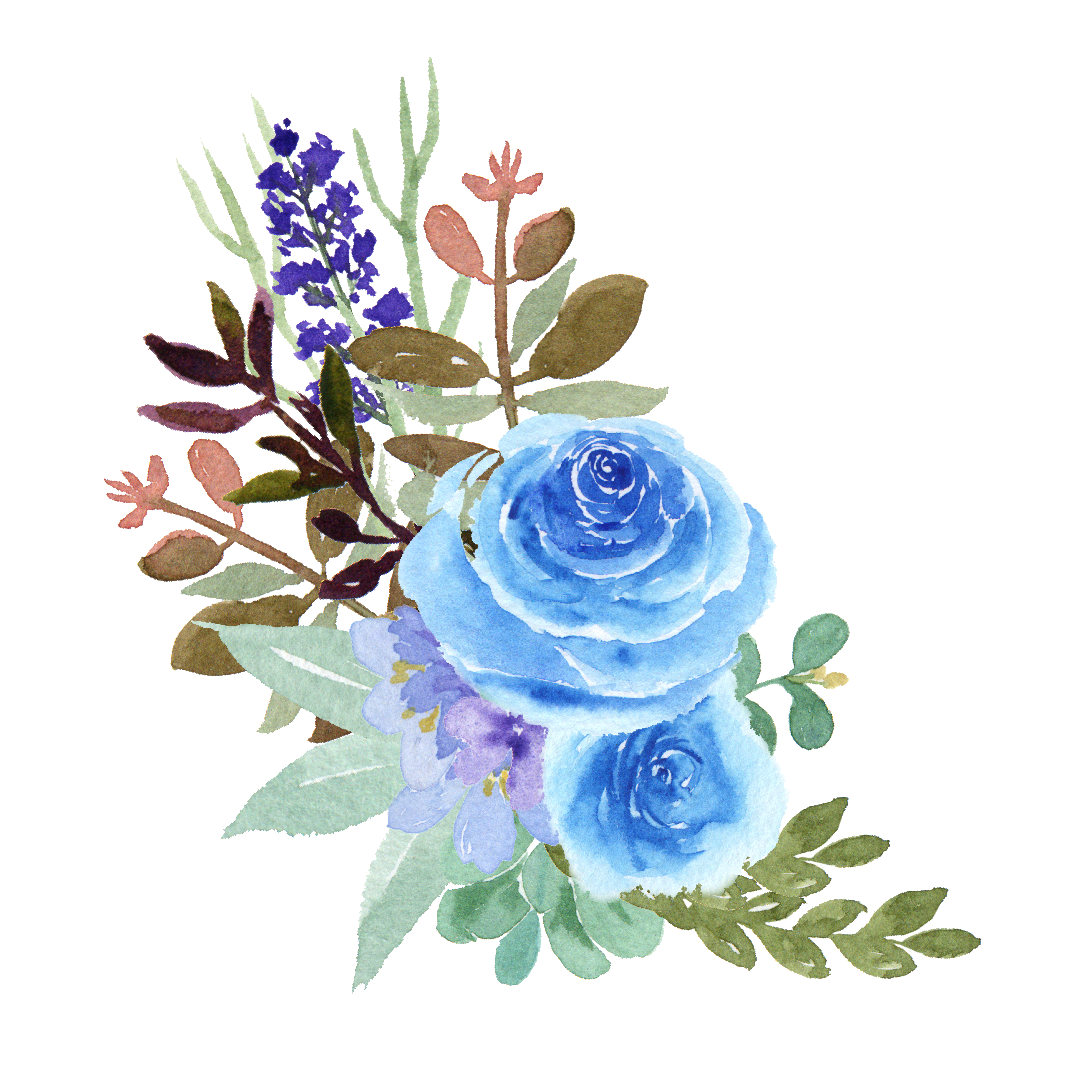 Watercolor bouquets florals hand painted lush flowers llustration