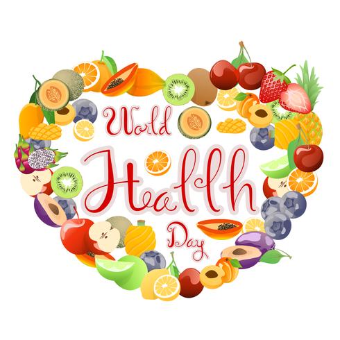 Fruits collection for world health day. vector