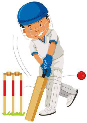 Cricket player hitting ball with bat vector