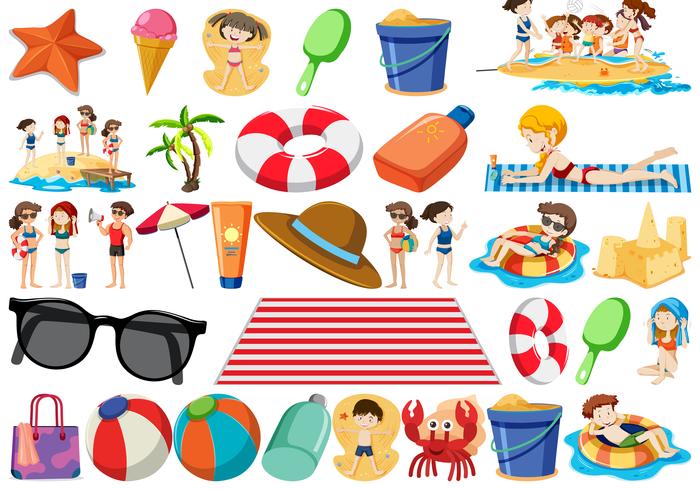 Set of beach element vector