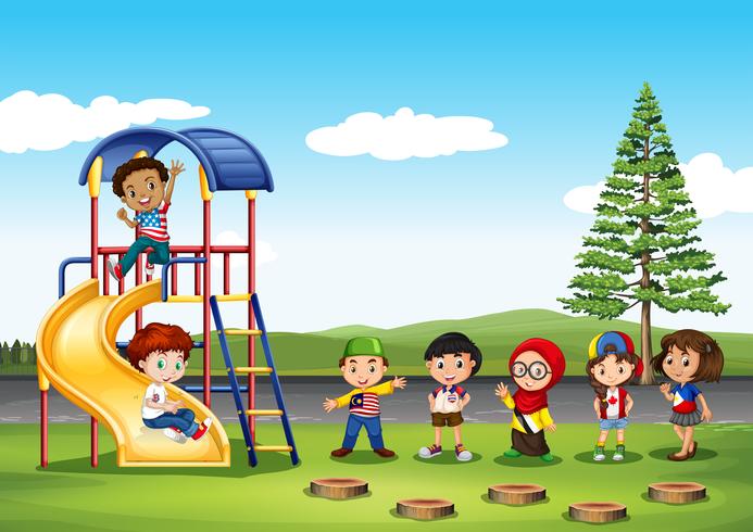 Children playing in the park vector