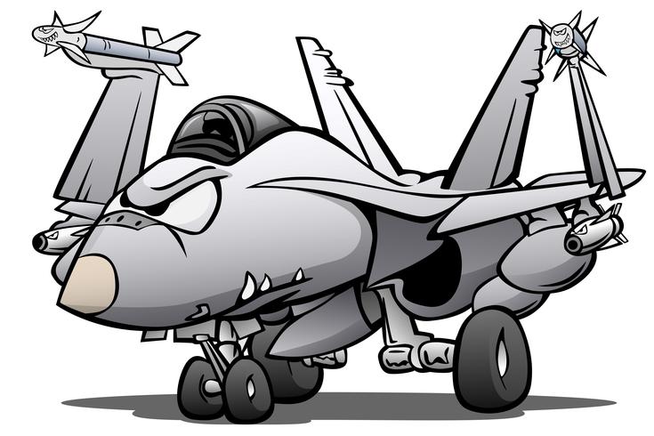 Military Naval Fighter Jet Airplane Cartoon Vector Illustration