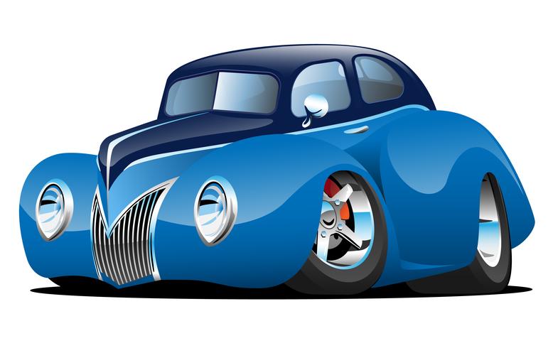 Calle clásica Coupe Coupe Custom Car Cartoon Vector Illustration