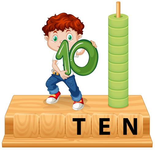 A boy hilding number ten vector