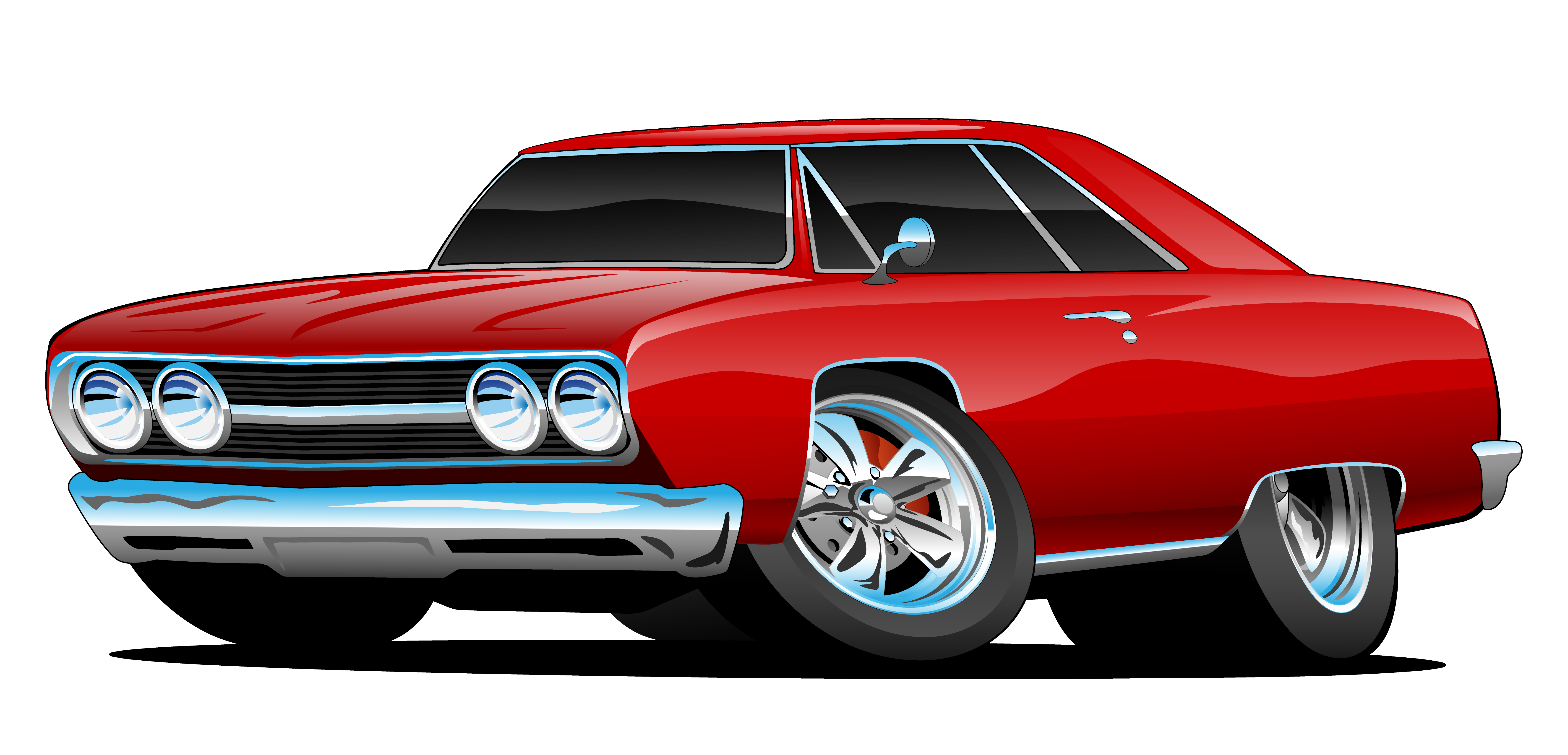 Red Hot Classic Muscle Car  Coupe Cartoon  Vector 