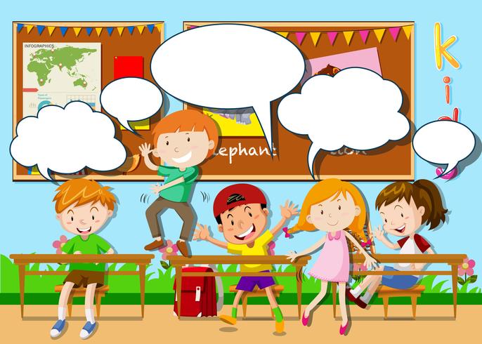 Children playing in the classroom vector